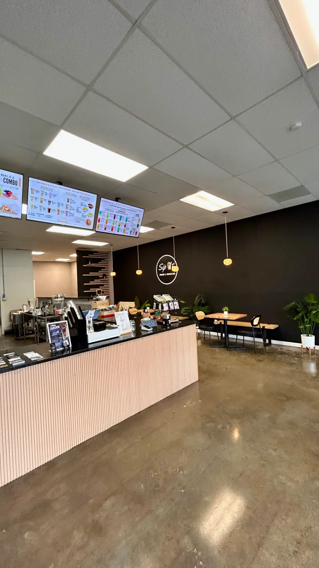 Sip It order counter and pickup area